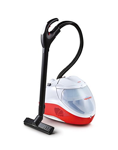 Polti Vaporetto Lecoaspira FAV50 - Generador de vapor y aspiración con filtro de agua, autonomía ilimitada, Función Multifloor, 5 bar, 2450 W, 1.8 litros, aluminio, blanco y rojo