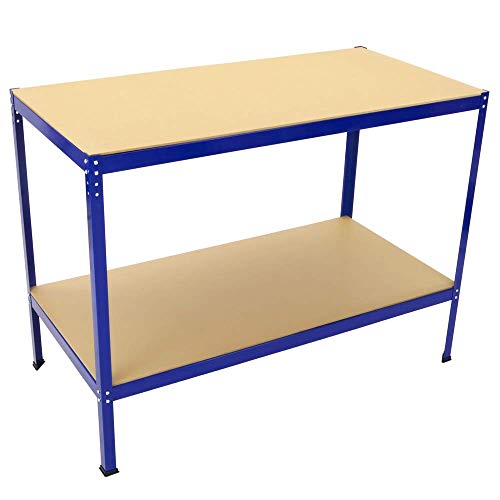 PrimeMatik - Mesa de Trabajo para Taller. Banco de Trabajo de Metal y Tablero MDF. 275 Kg PrimeMatik - Mesa de Trabajo para Taller. Banco de Trabajo de Metal y Tablero MDF. 275 Kg
