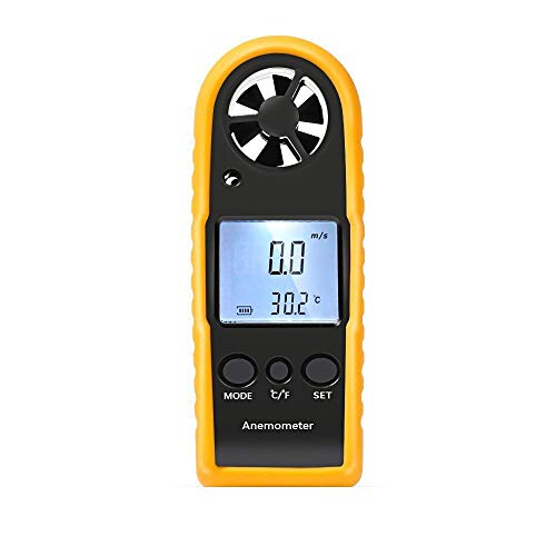 Proster - Termómetro y anemómetro Digital con LCD, medidor de Velocidad del Viento, medidor de Escala, Dispositivo de Mano para navegar y Pescar