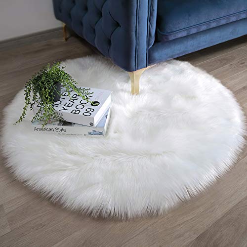QUANHAO Alfombra de Piel de Oveja, Alfombra de Lujo Antideslizante, Sala de Estar, Dormitorio, baño, sofá, Silla, cojín, Alfombra de Lana Artificial (Pelo Largo y Blanco, 60x60cm) QUANHAO Alfombra de Piel de Oveja, Alfombra de Lujo Antideslizante, Sala de Estar, Dormitorio, baño, sofá, Silla, cojín, Alfombra de Lana Artificial (Pelo Largo y Blanco, 60x60cm)