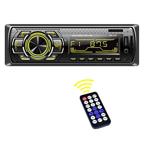 Radio Coche, LSLYA Radio Coche 1 din, Radio Coche Bluetooth con Llamadas Manos Libres, Radio Estéreo de Coche 7 Colores Apoyo de Radio FM/USB/SD/AUX, Control Remoto del Volante