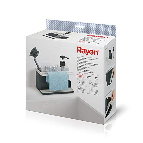 Rayen | Organizador de Utensilios para Fregadero | Gama Premium | Bandeja de Goteo | Fácil de Limpiar | Compartimentos | Dispensador de Jabón, 2118
