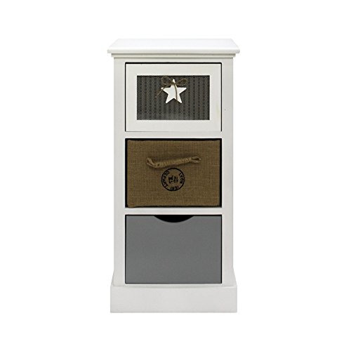Rebecca Mobili Comóda Blanca Beige Gris, mesita de Noche Moderna con 3 cajones, Madera, para baño para Dormitorio, Idea para amueblar el hogar - Medidas: 69 x 34 x 29 cm (AxANxF) - Art. RE6124 Rebecca Mobili Comóda Blanca Beige Gris, mesita de Noche Moderna con 3 cajones, Madera, para baño para Dormitorio, Idea para amueblar el hogar - Medidas: 69 x 34 x 29 cm (AxANxF) - Art. RE6124