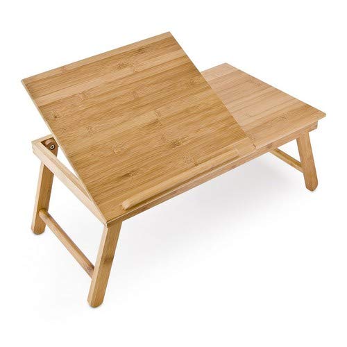 Relaxdays 10016734 mesa plegable con cajón de bambú 55 x 33 x 24 cm