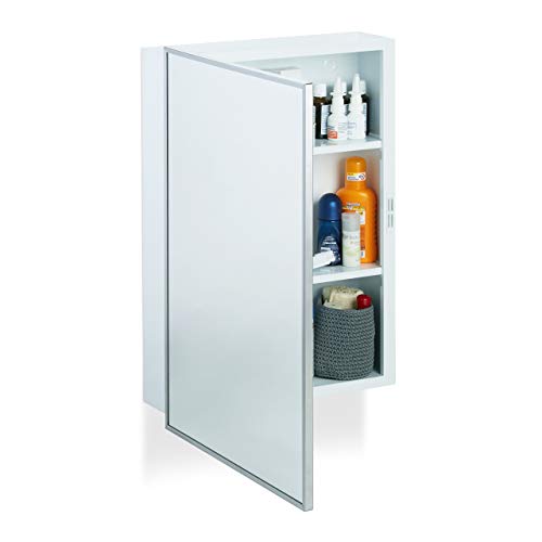 Relaxdays Armario para baño, Acero, Blanco, 56 X 40,5 X 12,5 cm Relaxdays Armario para baño, Acero, Blanco, 56 X 40,5 X 12,5 cm