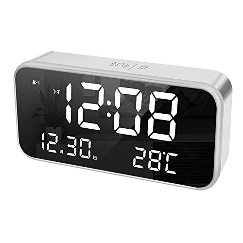 Reloj despertador Multifuncional Estudiante Alquiler de cama Reloj despertador Temperatura Le Alarma Mute Dormitorio de la cabecera Reloj de oficina para la oficina de oficina en casa Escuela (Color: