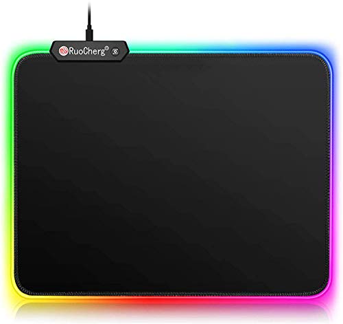 RGB Alfombrilla de Ratón Gaming con 12 Modos de Iluminación, Impermeable Superficie Ultra Suave y Base de Goma Antideslizante Mousepad para para Gamers Ordenador, PC y Laptop