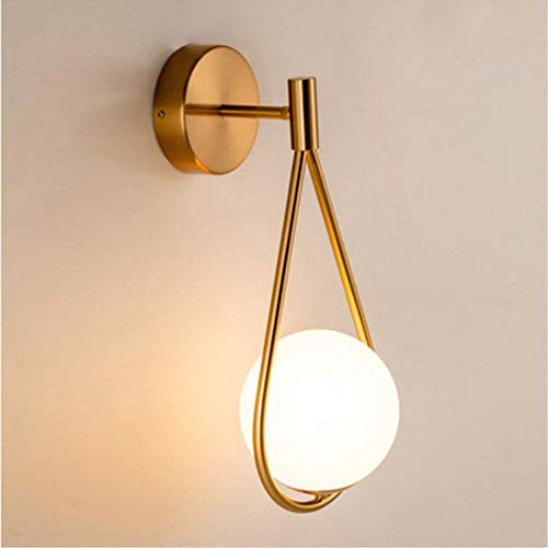 Risjc Latón moderna Globo Molecular pared de la luz del aplique de cobre bola de cristal de la lámpara de pared de pared dormitorio lámpara de cabecera del restaurante Sala Cocina Baño Luces de espejo