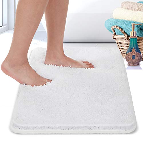 RiyaNed Alfombra de baño antideslizante, suave y esponjosa, lavable a máquina, fácil de limpiar, superabsorbente, adecuada para bañera, ducha y baño (blanco, 40 x 60 cm)