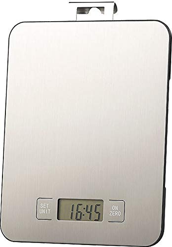 Rosenstein & Söhne Escala digital: Báscula de cocina digital de acero inoxidable con temporizador, hasta 15 kg, precisión de 1 g (Balanzas de precisión)