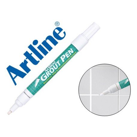 Rotulador artline marcador permanente ek-419 blanco grout pen punta biselada 2,0-4,0 mm en blister-brico