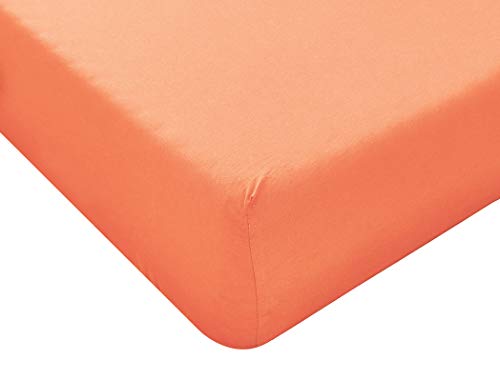 Sábana bajera ajustable para cama individual de 90 x 200 cm, color naranja, material 100% puro algodón, fabricada en Italia