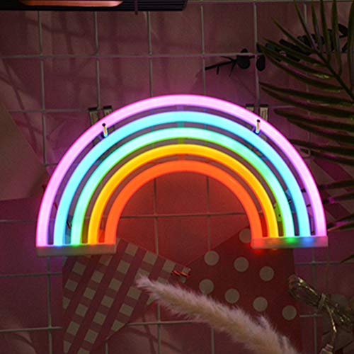 SADA72 Rainbow Neon Signs Lights Lámpara Arco Iris Pared Luz Marquee Batería o USB Operado Luces Led para Decoración de Pared Dormitorio (Batería + USB)