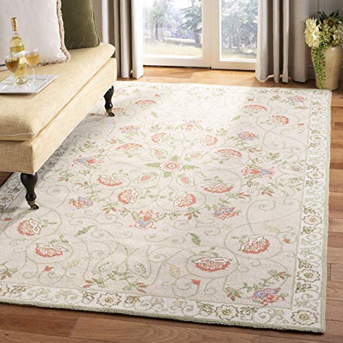 Safavieh Chelsea Collection HK330A - Alfombra de lana francesa con gancho a mano, 2'9" x 4'9", color beige y verde Safavieh Chelsea Collection HK330A - Alfombra de lana francesa con gancho a mano, 2'9" x 4'9", color beige y verde