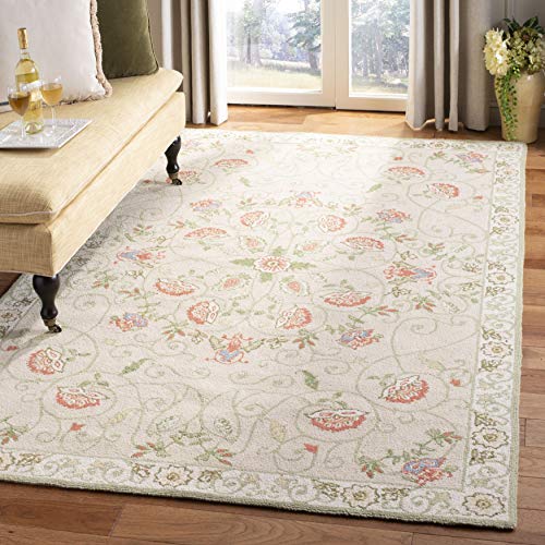 Safavieh Chelsea Collection HK330A - Alfombra de lana francesa con gancho a mano, 2'9" x 4'9", color beige y verde