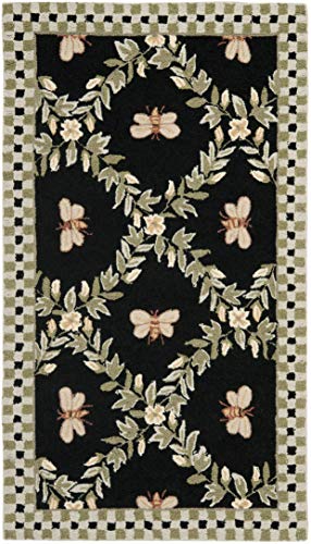 Safavieh Chelsea Collection HK55B - Alfombra de lana francesa con gancho a mano, 2 pies 9 pulgadas x 4 pies 9 pulgadas, color negro