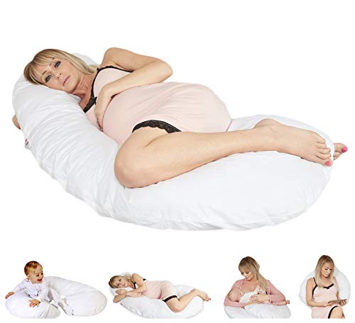 Sanggol Almohada con Forma de U, Almohada de Embarazo para Dormir y Cojin Lactancia Soporte del Cuerpo de la Mama y del bebé con Funda de algodón Desmontable y Lavable – (140 cm x 82 cm)