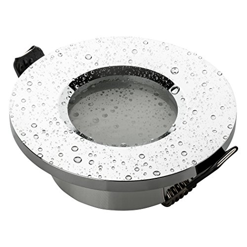 SEBSON Foco empotrable Techo para baño (IP44) incl. GU10 casquillo (LED/Halógeno) - Orificio de montaje ø65mm, ø84x27mm, redondo, aluminio cromo