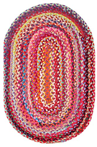Second Nature Online Sundar - Alfombra de tela trenzada ovalada (90 x 150 cm), diseño de flores, multicolor