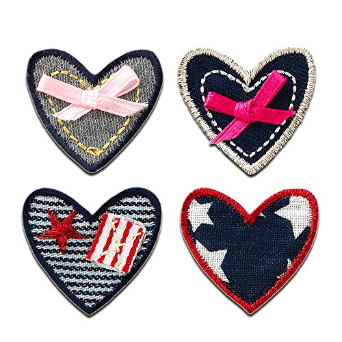 Set corazón amor - Parches termoadhesivos bordados aplique para ropa, tamaño: 2,8 x 3 cm