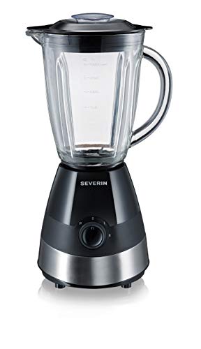 SEVERIN SM 3718 Batidora de vaso con recipiente de cristal, 550 W aproximadamente, 1,5 L, color acero inoxidable y negro SEVERIN SM 3718 Batidora de vaso con recipiente de cristal, 550 W aproximadamente, 1,5 L, color acero inoxidable y negro
