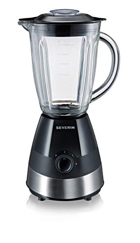 SEVERIN SM 3718 Batidora de vaso con recipiente de cristal, 550 W aproximadamente, 1,5 L, color acero inoxidable y negro