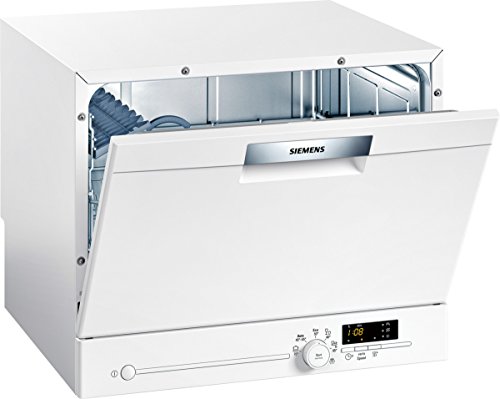 Siemens SK26E221EU iQ300 speedMatic - Lavavajillas compacto, A+, 6 MGD, varioSpeed, secado extra, asistente de dosificación, aquaStop, color blanco