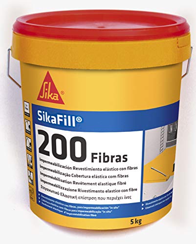 Sikafill-200 fibras, Pintura elástica con fibras para impermeabilización, Teja, 5kg