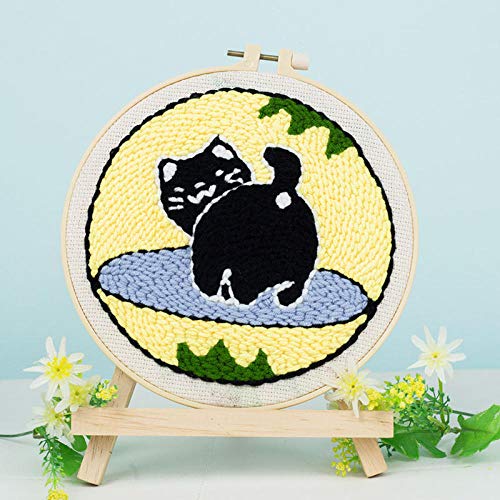 Simple Punch Needle Kit de bordado Cartoon Cute Cat Embroidery Needlework Wool Cosido a mano Traje