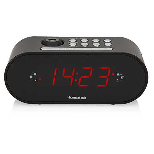 Smartwares CL-1496 – Reloj Despertador con Dos Alarmas, Radio FM, Proyector, Color Negro