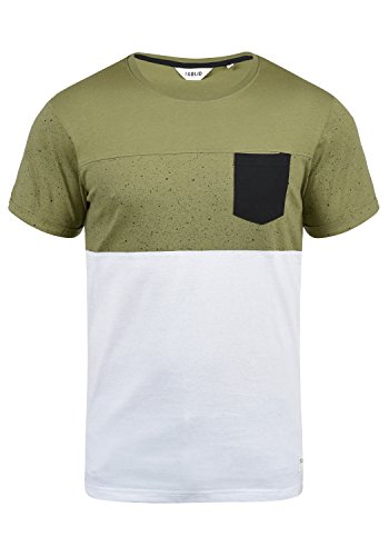!Solid Kold Camiseta De Rayas Básica De Manga Corta para Hombre con Cuello Redondo De 100% algodón, tamaño:L, Color:Aloe (3612)