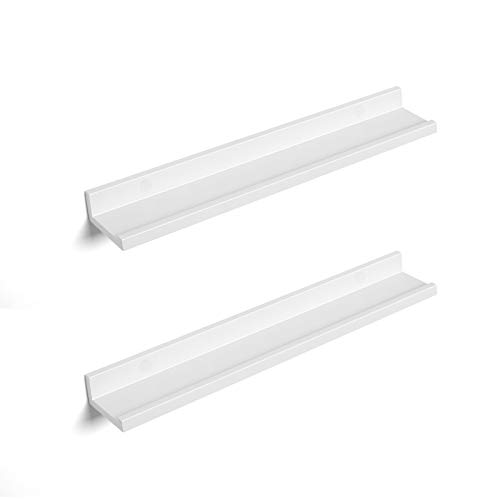 SONGMICS Juego de 2 Estantes de Pared, 2 Estantes Flotantes con Acabado Brillante, 60 x 10 cm, para Marcos de Foto y Libros, Blanco LWS60WT SONGMICS Juego de 2 Estantes de Pared, 2 Estantes Flotantes con Acabado Brillante, 60 x 10 cm, para Marcos de Foto y Libros, Blanco LWS60WT