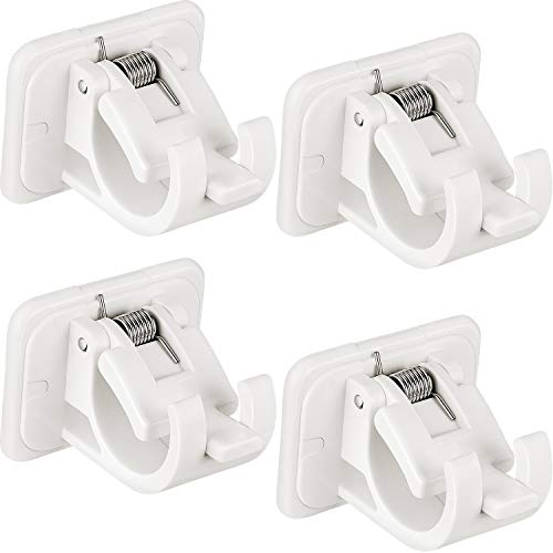 Soporte de Barra de Cortina Autoadhesivo Soporte de Gancho de Cortinas Soporte de Barra de Fijación Soporte de Pared de Poste de Cortina Gancho de Barra de Toalla para Hogar Baño y Hotel (4 Pieces)