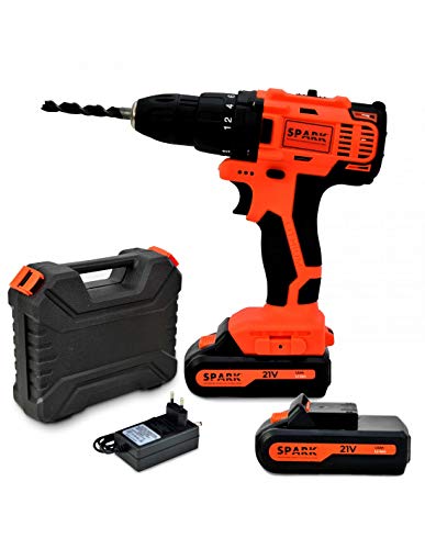 Spark - Taladro a Batería 21V+2 Baterías, Atornillador 27Nm Par Máximo, Destornillador Eléctrico 18+1 Ajustes de Par Carga Rápida - AG/CRD-21 Spark - Taladro a Batería 21V+2 Baterías, Atornillador 27Nm Par Máximo, Destornillador Eléctrico 18+1 Ajustes de Par Carga Rápida - AG/CRD-21