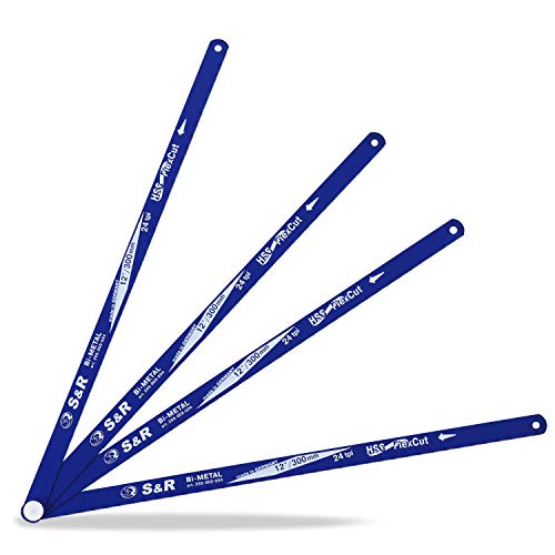 S&R Hojas de sierra de Arco HSS 12 '/ 300 mm x 24 tpi, MADE IN GERMANY. Juego de 4 cuchillas bimetálicas. S&R Hojas de sierra de Arco HSS 12 '/ 300 mm x 24 tpi, MADE IN GERMANY. Juego de 4 cuchillas bimetálicas.