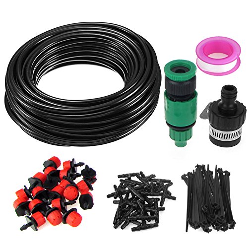 SunTop 15m Kit de riego por Goteo DIY Automático Micro Drip Irrigation System Planta Auto Riego de jardín de Invernadero Auto riego Kits