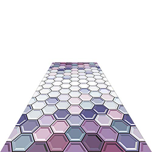 SXXYXH Corredores de Alfombra, Patrones geométricos Antideslizantes de Color púrpura, duraderos y Lavables para Pasillo/Pasillo/Cocina/lavadero, el tamaño se Puede Personalizar,1.4X3.5M/4.59X11.48ft