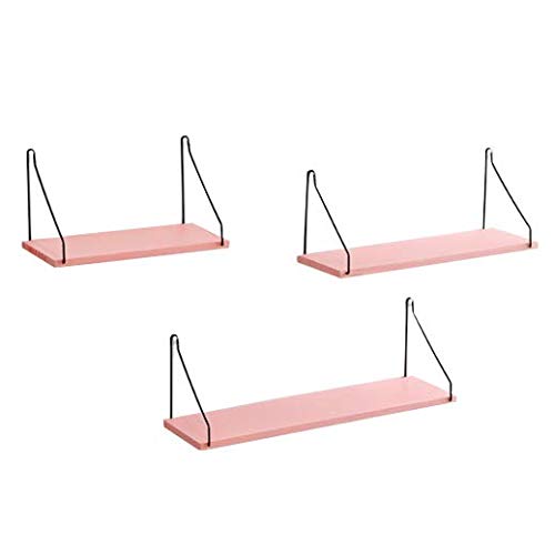 SZETOSY Estantería Flotante – GOODCHANCEUK 3 Unidades / Set de estantes de Madera para Colgar en la Pared, decoración de Pared de 30/40/50 cm, Color Rosa