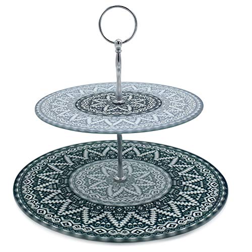 takestop® Shikar - Plato para fruta con motivos redondos para centro de mesa, estilo geométrico, frutas, verduras, decoración
