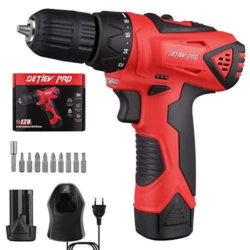 Taladro Atornillador 12V, DETLEV Pro Destornillador Eléctrico 2 Velocidades Par Máx 28N.m 18+1 con 1 Batería Recargable de iones de Litio 2000mAh Taladro Atornillador 12V, DETLEV Pro Destornillador Eléctrico 2 Velocidades Par Máx 28N.m 18+1 con 1 Batería Recargable de iones de Litio 2000mAh