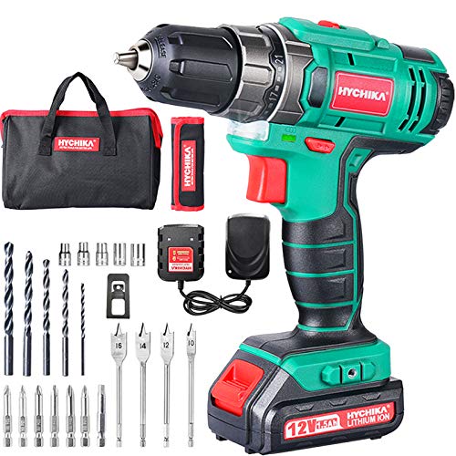 Taladro Atornillador 12V, HYCHIKA Destornillador Eléctrico, 30N.m Par Máx Taladro Inalámbrico, 1500mAh Taladro Bateria, Atornillador Electrico con 23 Accesorios, 1 Hora de Carga Rápida Taladro Atornillador 12V, HYCHIKA Destornillador Eléctrico, 30N.m Par Máx Taladro Inalámbrico, 1500mAh Taladro Bateria, Atornillador Electrico con 23 Accesorios, 1 Hora de Carga Rápida