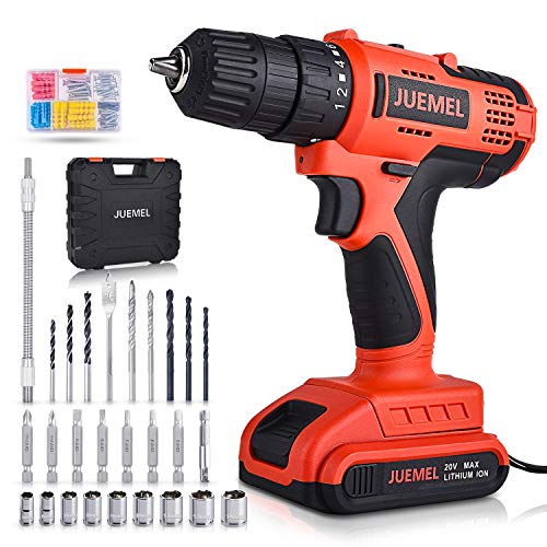 Taladro Atornillador 20V, JUEMEL Destornillador batería de 2000mAh con luz LED,100Pcs Kit Taladro Eléctrico Accesorios (36N.m Par Máx,2 Velocidades,10 mm Portabrocas Automatico, 1H Carga)… Taladro Atornillador 20V, JUEMEL Destornillador batería de 2000mAh con luz LED,100Pcs Kit Taladro Eléctrico Accesorios (36N.m Par Máx,2 Velocidades,10 mm Portabrocas Automatico, 1H Carga)…