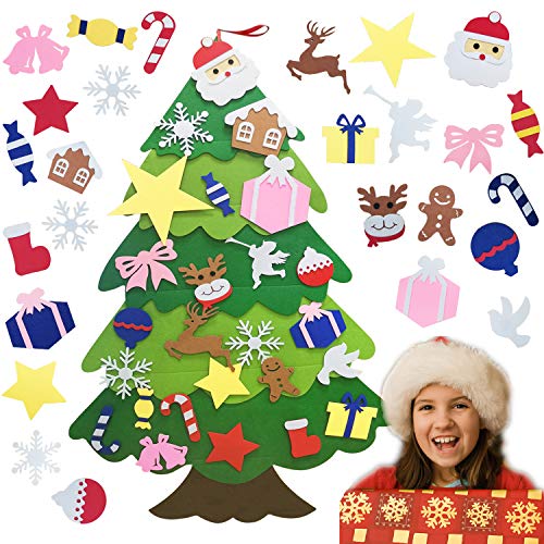 TATAFUN Árbol de Navidad de Fieltro, Árbol Navidad con 25 Ornamentos Desmontables, 3.67FT Regalos Colgantes de Navidad de la Pared para Las Decoraciones de la Navidad para Paredes y Puertas del Hogar TATAFUN Árbol de Navidad de Fieltro, Árbol Navidad con 25 Ornamentos Desmontables, 3.67FT Regalos Colgantes de Navidad de la Pared para Las Decoraciones de la Navidad para Paredes y Puertas del Hogar