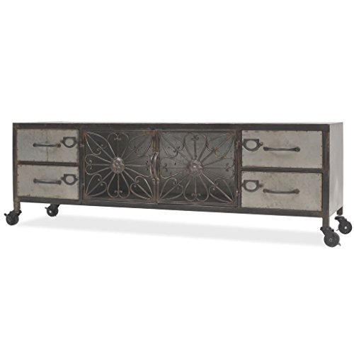 Tidyard Mesa para TV con 4 Ruedas Mueble TV Salón Mesa Televisión Mueble Comedor de Estilo Industrial y Antiguo Decorativa para Dormitorio Estar Acero Galvanizado Cromado 120x30x40cm Tidyard Mesa para TV con 4 Ruedas Mueble TV Salón Mesa Televisión Mueble Comedor de Estilo Industrial y Antiguo Decorativa para Dormitorio Estar Acero Galvanizado Cromado 120x30x40cm