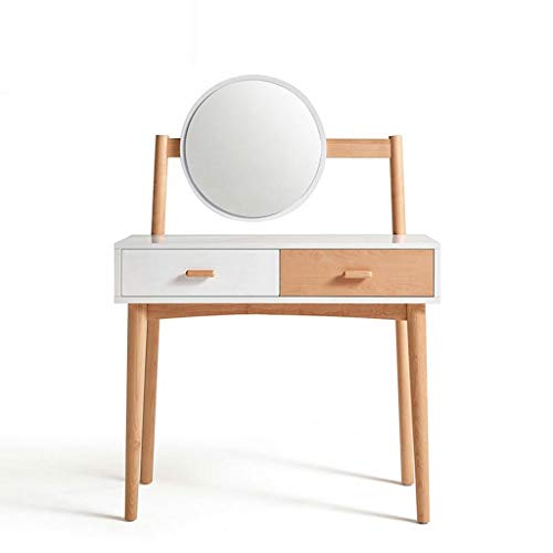 Tocador de Dormitorio Tocador Tocador Apartamento pequeño dormitorio moderno minimalista maquillaje Tabla razonable de almacenamiento, pies de madera sólida, estable portante, Anti-caen Diseño Tocador