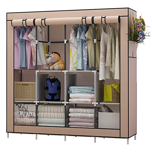 UDEAR Armario de Ropa de Tela y Tubo Metal para Ropa Organizador Ropero Plegable Colgar (Marrón) UDEAR Armario de Ropa de Tela y Tubo Metal para Ropa Organizador Ropero Plegable Colgar (Marrón)