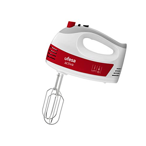 Ufesa BV4650 - Batidora amasadora, 400W, 5 velocidades + Turbo, Tecla expulsión accesorios, 2 varillas amasadoras, 2 varillas batidoras, Diseño ergonómico con agarre de tacto suave Ufesa BV4650 - Batidora amasadora, 400W, 5 velocidades + Turbo, Tecla expulsión accesorios, 2 varillas amasadoras, 2 varillas batidoras, Diseño ergonómico con agarre de tacto suave