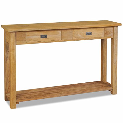 UnfadeMemory Mesa Consola Recibidor de Entrada,Mesa Alta Cocina,Mesa de Entrada,Mesa Auxiliar,Aparador,Estilo Rústico,con 2 Cajones y 1 Estante,Teca Maciza,120x30x80cm UnfadeMemory Mesa Consola Recibidor de Entrada,Mesa Alta Cocina,Mesa de Entrada,Mesa Auxiliar,Aparador,Estilo Rústico,con 2 Cajones y 1 Estante,Teca Maciza,120x30x80cm