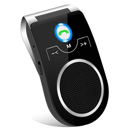 (Updated) Manos Libres para Coche, Altavoz Bluetooth Coche Inalámbrico Kit Adaptador de Coche con Función Manos Libres Receptor Conecta con Siri, Google Asistente Soporta GPS y Música- español