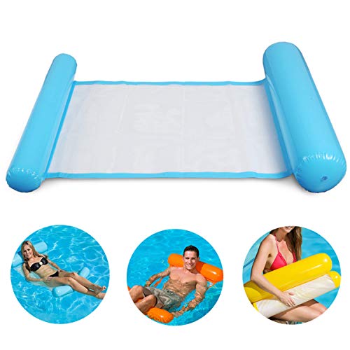 upstartech Silla Inflable de flotación de la Silla de la balsa del reclinable de la Hamaca de la Cama del Flotador del Agua para el Partido de la Piscina de la Playa con Bomba de Aire ,130 * 73 cm